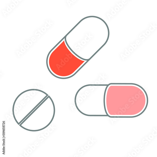 Pills capsules of different colors