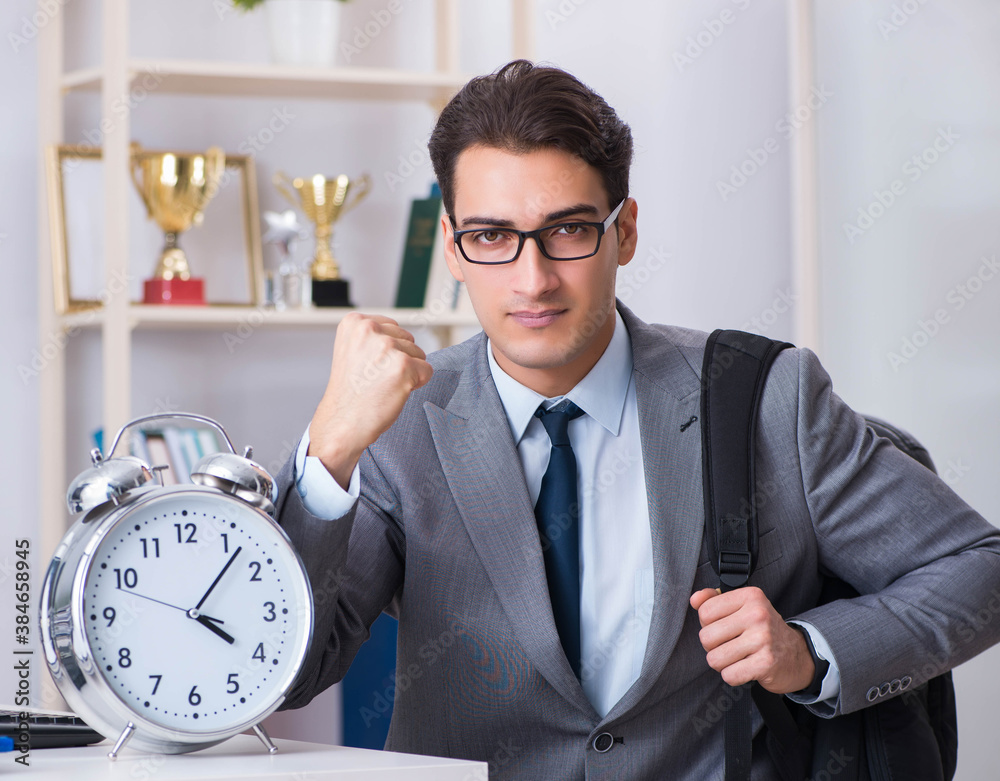 Young businessman rushing to sports gym during break Young businessman rushing to sports gym during break