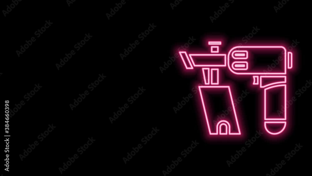 Glowing neon line Nail gun icon isolated on black background. 4K Video motion graphic animation Glowing neon line Nail gun icon isolated on black background. 4K Video motion graphic animation