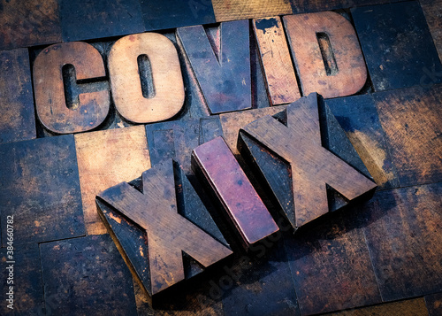 Wooden block letters 'Covid XIX'