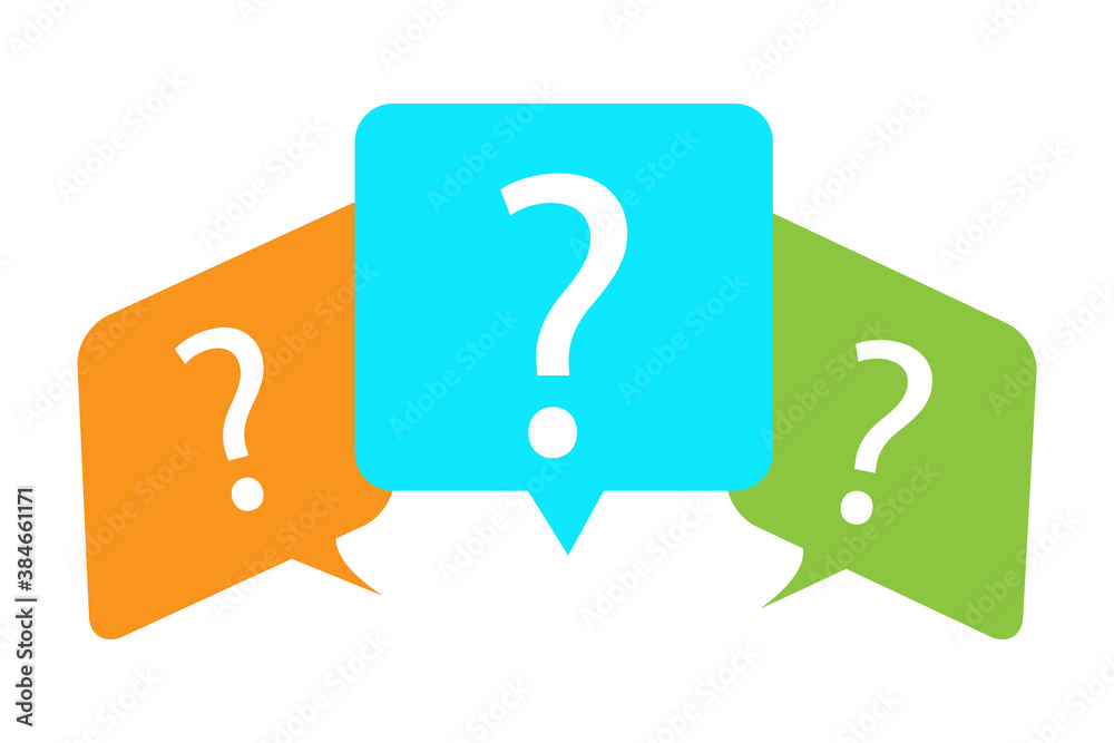 Question mark in bubble icon. A set of interrogative messages. Help information icons. Vector illustration. Stock image. Question mark in bubble icon. A set of interrogative messages. Help information icons. Vector illustration. Stock image.
