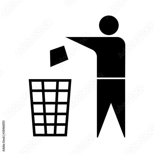 Rubbish bin sign. Image of a trash can. The symbol of purity. Waste recycling illustration. Vector drawing. Stock image. photo