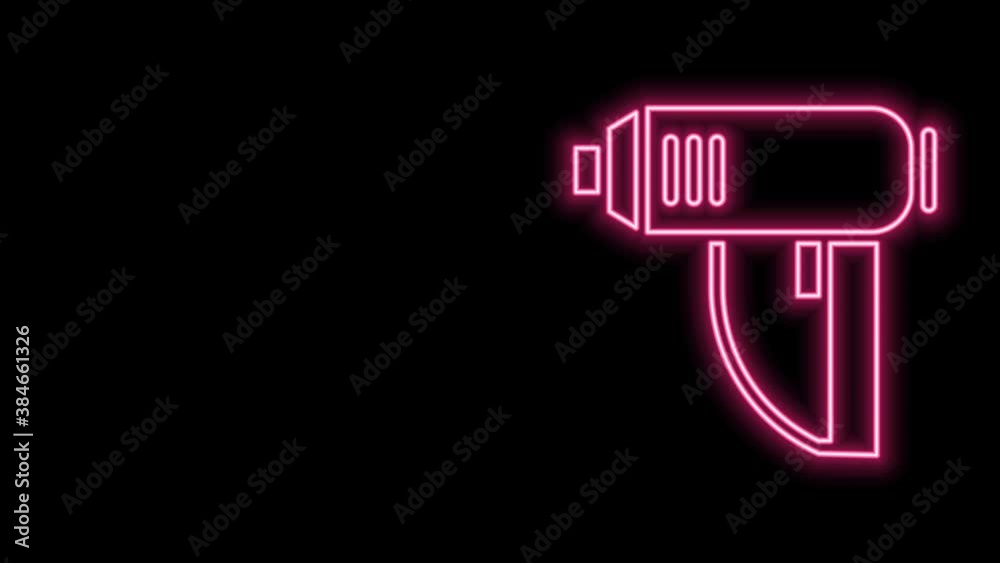 Glowing neon line Electric industrial dryer icon isolated on black background. 4K Video motion graphic animation Glowing neon line Electric industrial dryer icon isolated on black background. 4K Video motion graphic animation