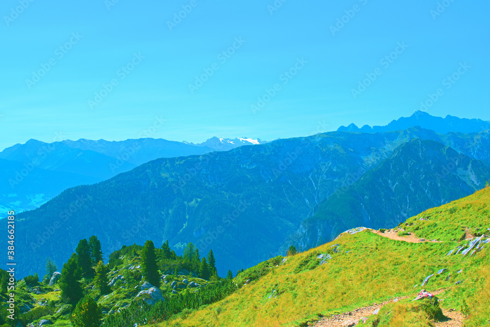 Obraz premium landscape in the mountains, view from Rofan Mountains in Tyrol, Austria
