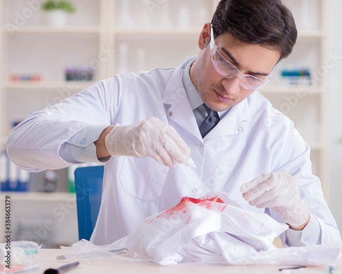 Expert criminologist working in the lab for evidence