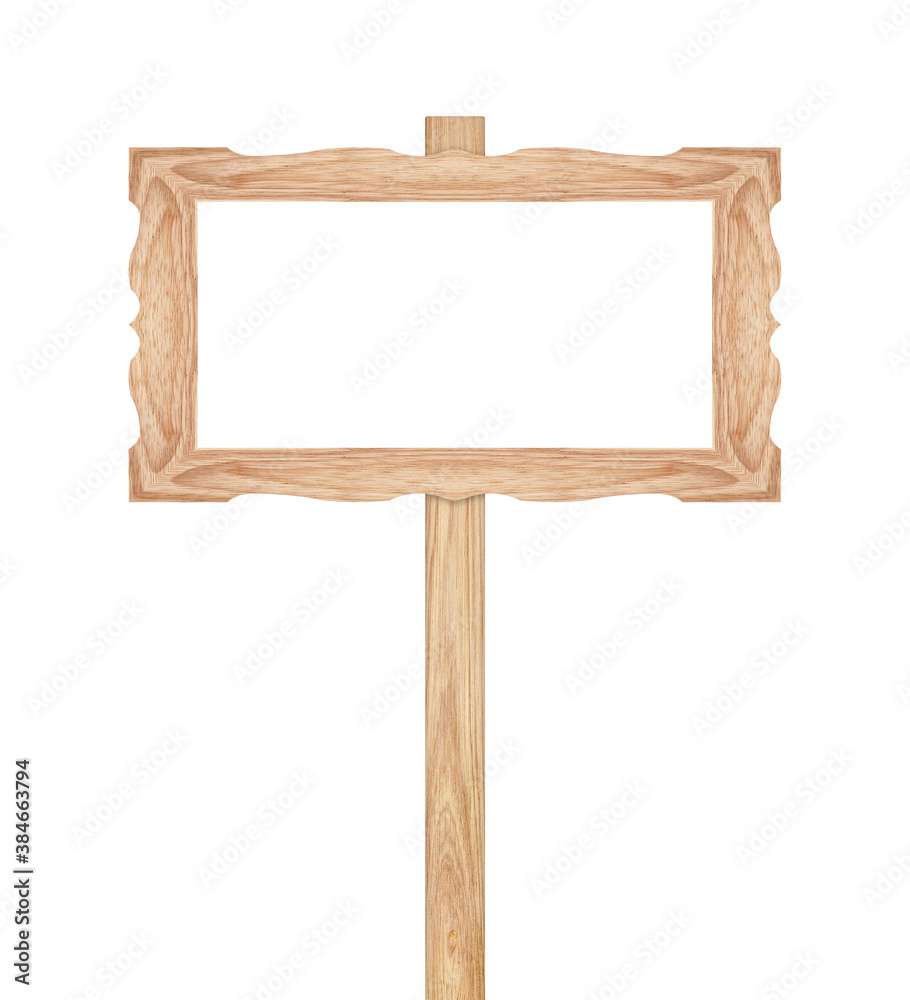 Fototapeta premium Wooden sign isolated on white. Wood old planks sign.