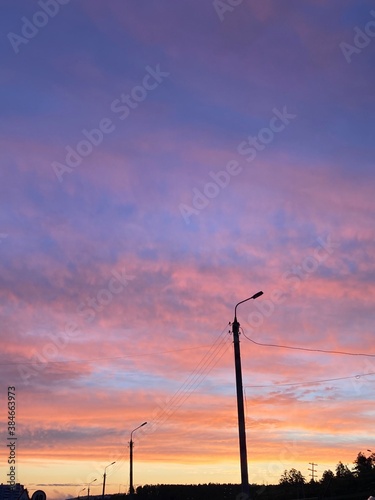 power lines at sunset