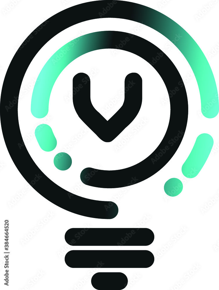 v Initial lightbulb logo concept vector. idea, solution, creative, innovative, inspiration icon v Initial lightbulb logo concept vector. idea, solution, creative, innovative, inspiration icon