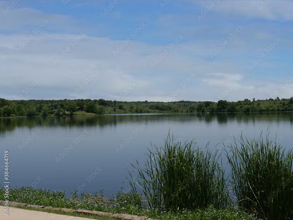 Peaceful waters and scenic view of Veteran Lake in Sulphur, Oklahoma