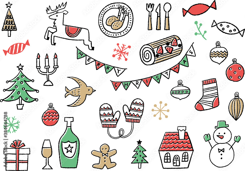 クリスマス手書きイラスト Vector De Stock Adobe Stock