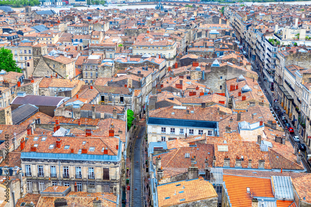 Aerial view of old city of Bordeaux 