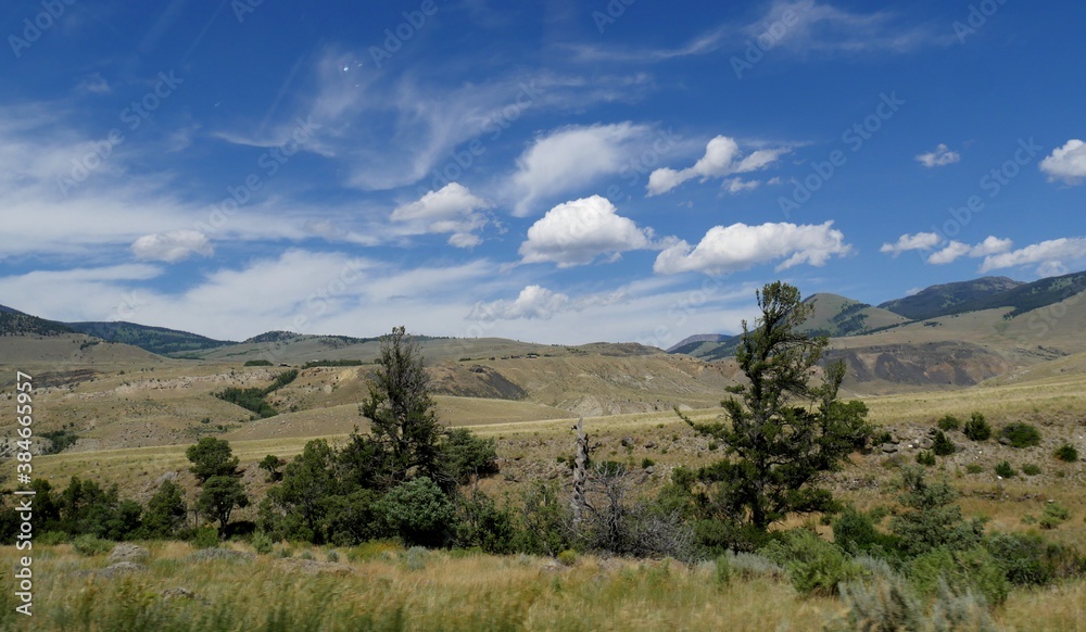 Natural landscape at Yellowstone National Park in Wyoming on the way to Gardiner, Montana.