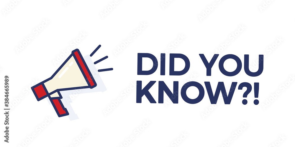 Did you know text with megaphone. Vector banner for curiosity, knowledge, quiz games, trivia and other concepts Did you know text with megaphone. Vector banner for curiosity, knowledge, quiz games, trivia and other concepts