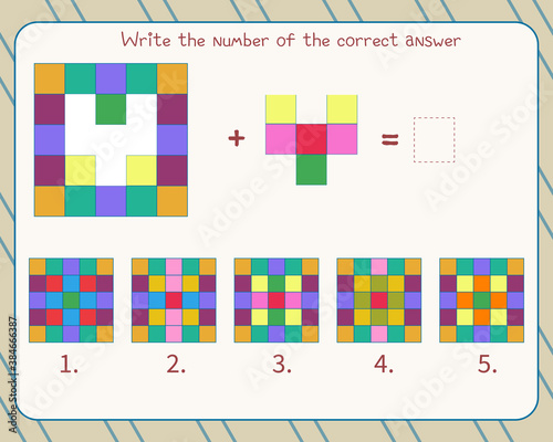 Logic game for children. Find the correct answer and write down the number