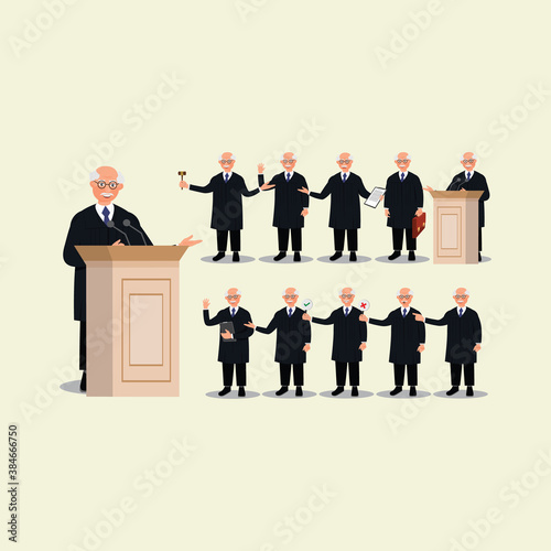 design set of male judge characters - vector illustration