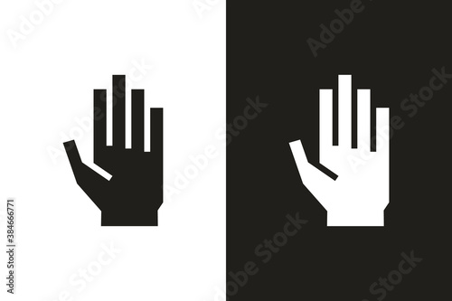 Raised open hand glyph icon. Vector graphic