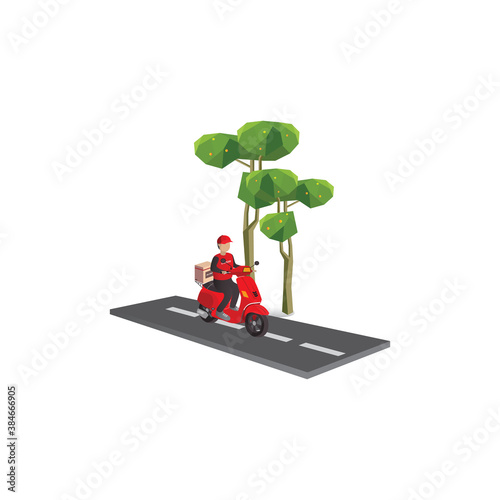illustration of delivery of goods on a scooter