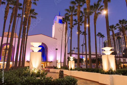 Los Angeles Union Station at night photo