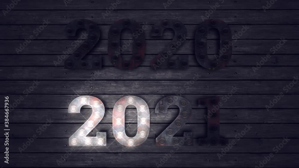 2020-2021 change Happy New Year light bulbs sign on wooden background. New year concept. 2020-2021 change Happy New Year light bulbs sign on wooden background. New year concept.