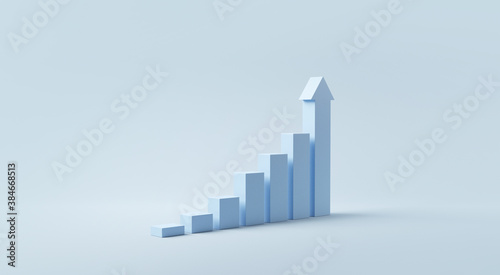 Fotografia Blue stair step to growth success, 3d render, progress way and forward achieveme