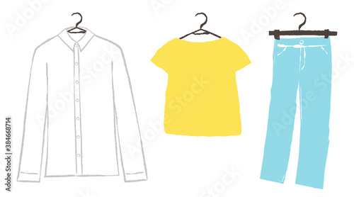 illustration of clothes with brush