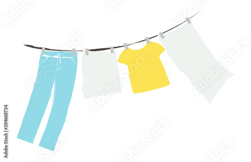 illustration of laundry with brush