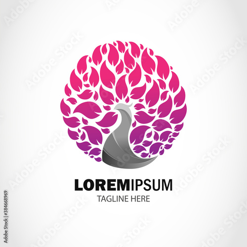 Pink Peacock Logo Premium Vector