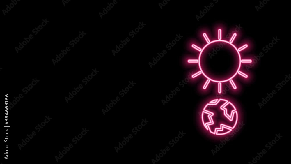 Glowing neon line Solstice icon isolated on black background. 4K Video motion graphic animation Glowing neon line Solstice icon isolated on black background. 4K Video motion graphic animation