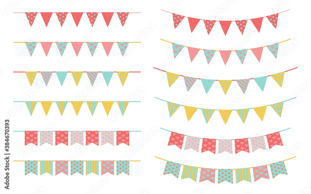 Obraz premium Set of colorful garlands, vector illustration