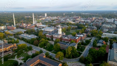 Mizzou - University Campus in Columbia, Missouri - Orbiting Aerial Drone View photo