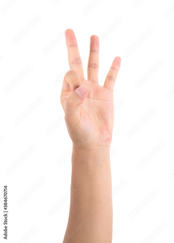 One hand making OK gesture in front of white background One hand making OK gesture in front of white background