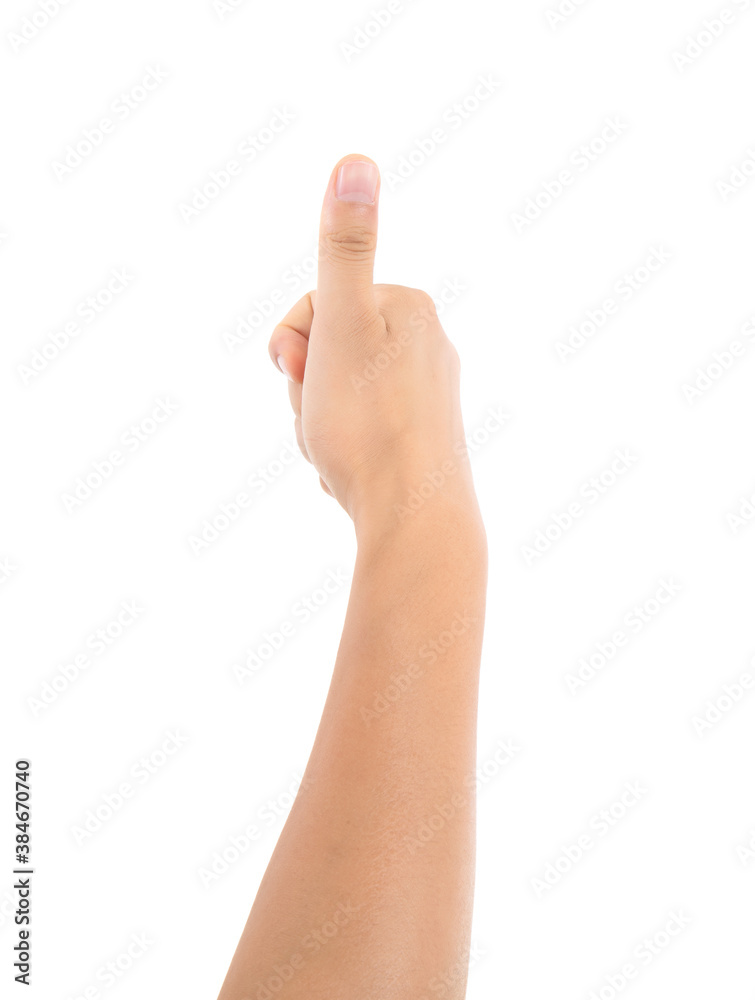 Thumbs up with a hand outstretched in front of white background Thumbs up with a hand outstretched in front of white background