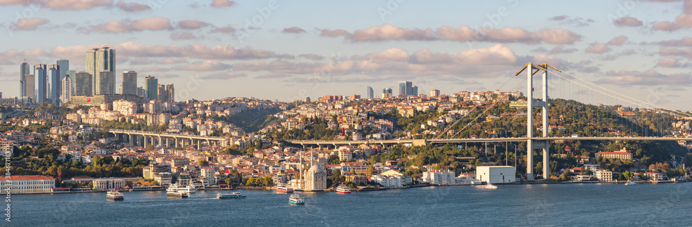 Bosphorus and European, Thracian side of Istanbul at sunset, Turkey
