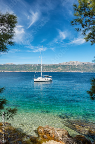 Modern yacht boat in Adriatic sea, Croatia