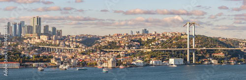 Bosphorus and European, Thracian side of Istanbul at sunset, Turkey