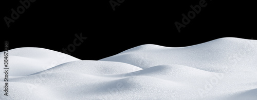 Isolated snow hills landscape. Winter snowdrift background. 3D render image. © Vitaly