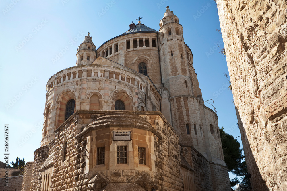 Dormition Abbey on Mount Zion in Jerusalem, Israel