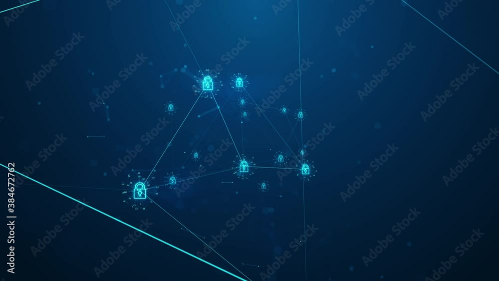 Cybersecurity concept. Cyber Security of Digital Data Network Protection. Illustrates cyber data security or information privacy idea.  Information technology of internet of things (IoT). Seamless 4K