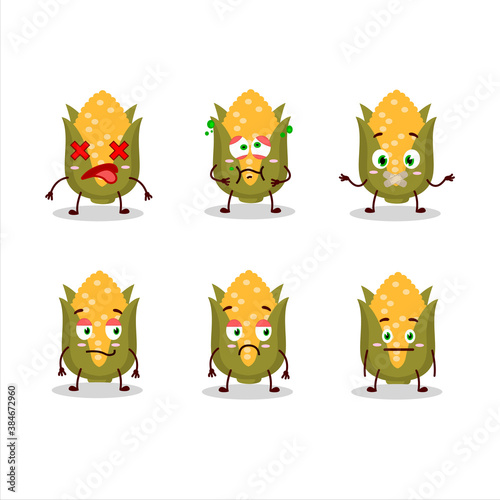 Corn cartoon in character with nope expression