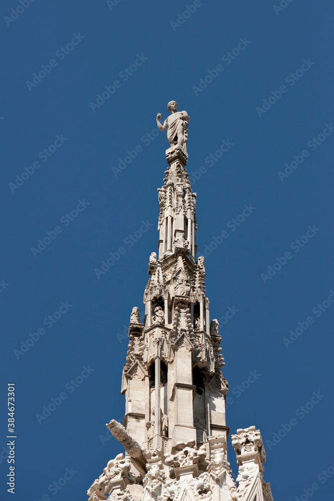 Statues at the roof of Duomo di Milano in Milan, Italy