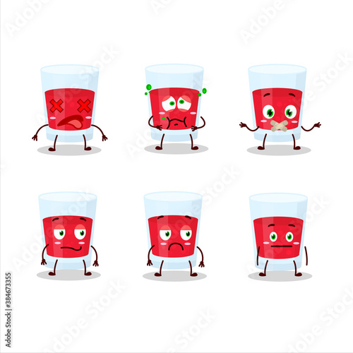Cranberry juice cartoon character with nope expression