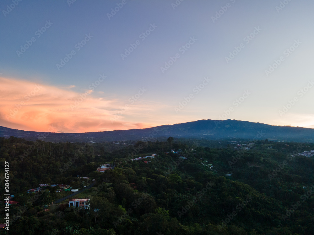 Aerial View of the Poas Volcano at Sunrise