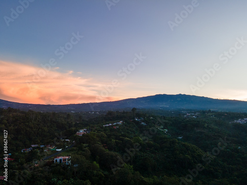 Aerial View of the Poas Volcano at Sunrise