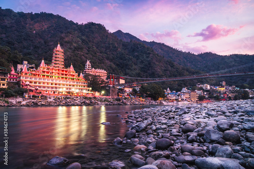 Photos Rishikesh Yoga Capital of the World from ganga river side during a colorful suns