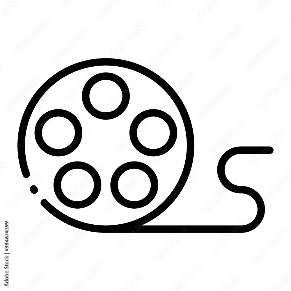 Fototapeta premium Pixel perfect movie cinema video film roll line icon