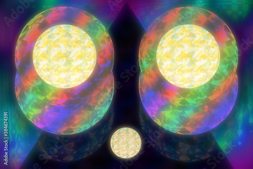 An abstract iridescent 3d sphere shape background image.