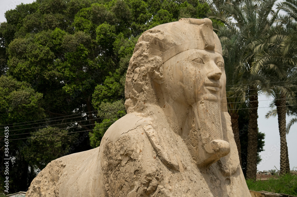 Alabaster the Sphinx stone sphinx of Memphis, Cairo, Egypt