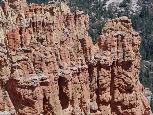 Close up of rock formations seen from the lookout at Ponderosa Point  Bryce Canyon National Park