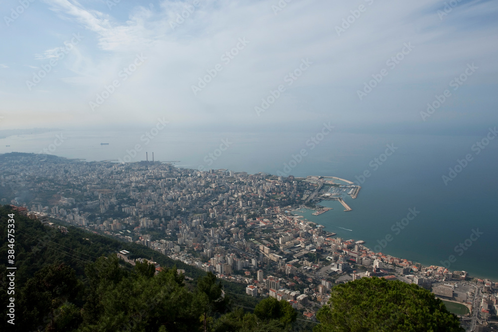 View of Jounieh bay, Beirut, from Harissa, Lebanon