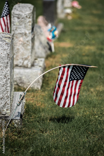 American flag on a U.S. soldier's grave photo